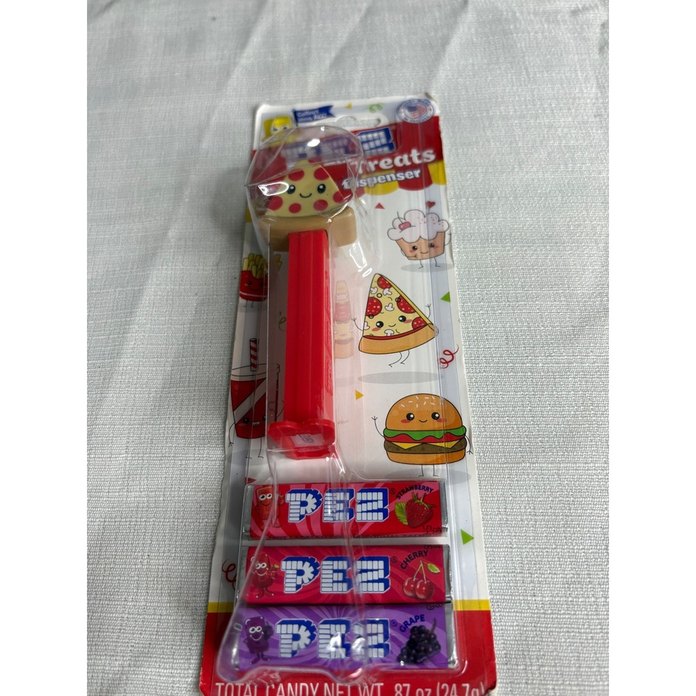 PEZ Food Treats Pizza Slice Candy Dispenser New in Package with 3 Candy Refills
